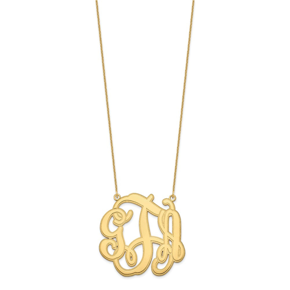 10KY Circular Etched Monogram Necklace