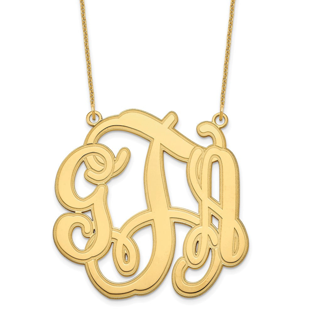 10KY Circular Etched Monogram Necklace