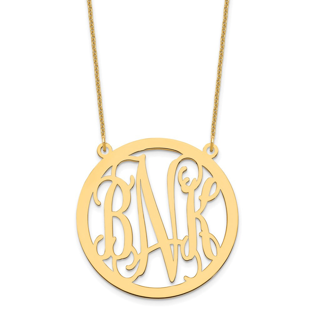 10k Yellow Gold Large Round Monogram Necklace