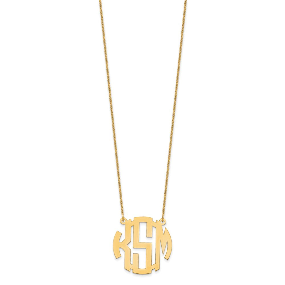 10k Yellow Gold Small Round Monogram Necklace