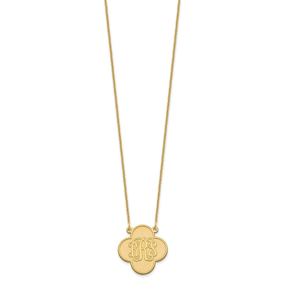 10k Yellow Gold Clover Monogram Necklace