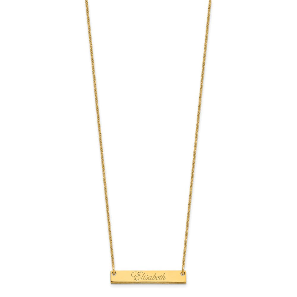 10k Yellow Gold Small EDWARDIAN SCRIPT Bar Necklace