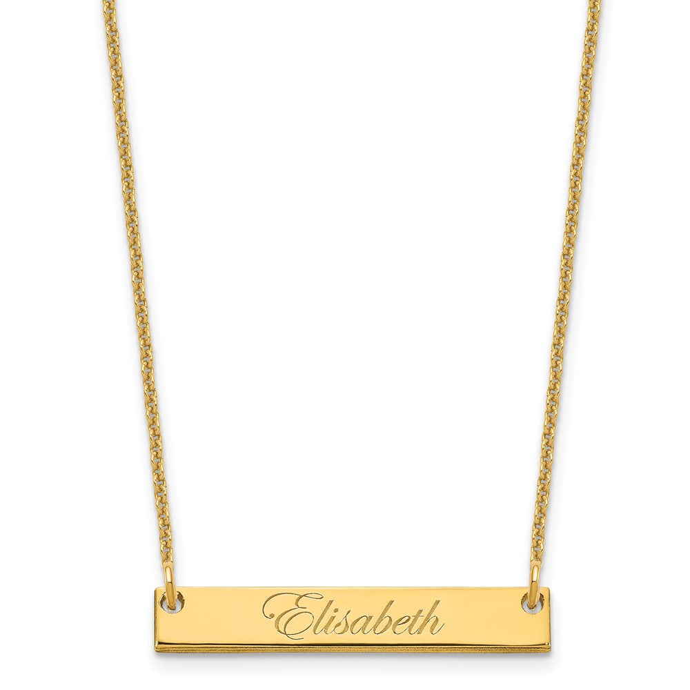 10k Yellow Gold Small EDWARDIAN SCRIPT Bar Necklace