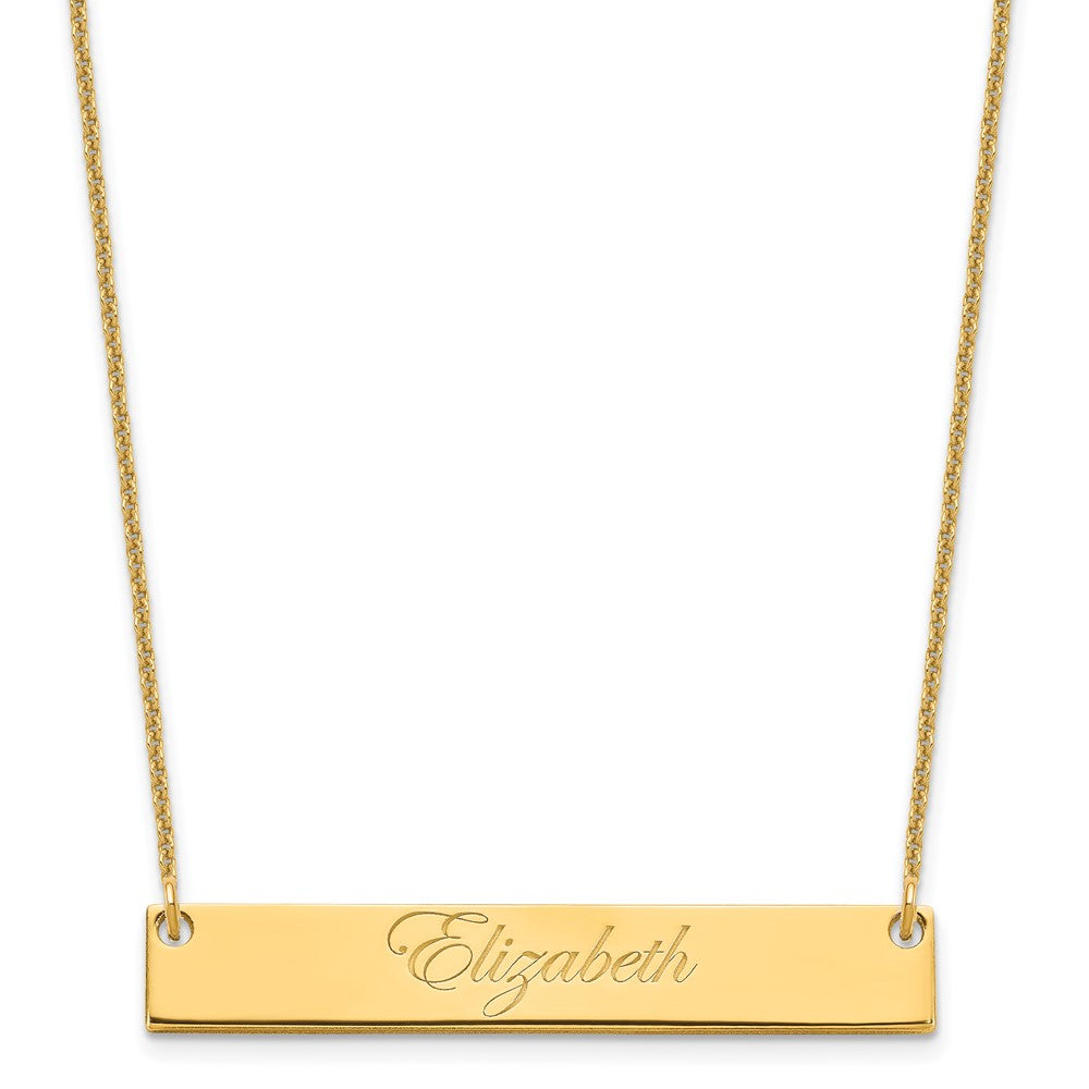 10k Yellow Gold Medium EDWARDIAN SCRIPT Bar Necklace