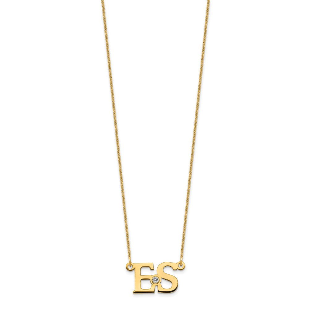 10k Yellow Gold 2 Initials w/14k Bezel Birthstone Necklace