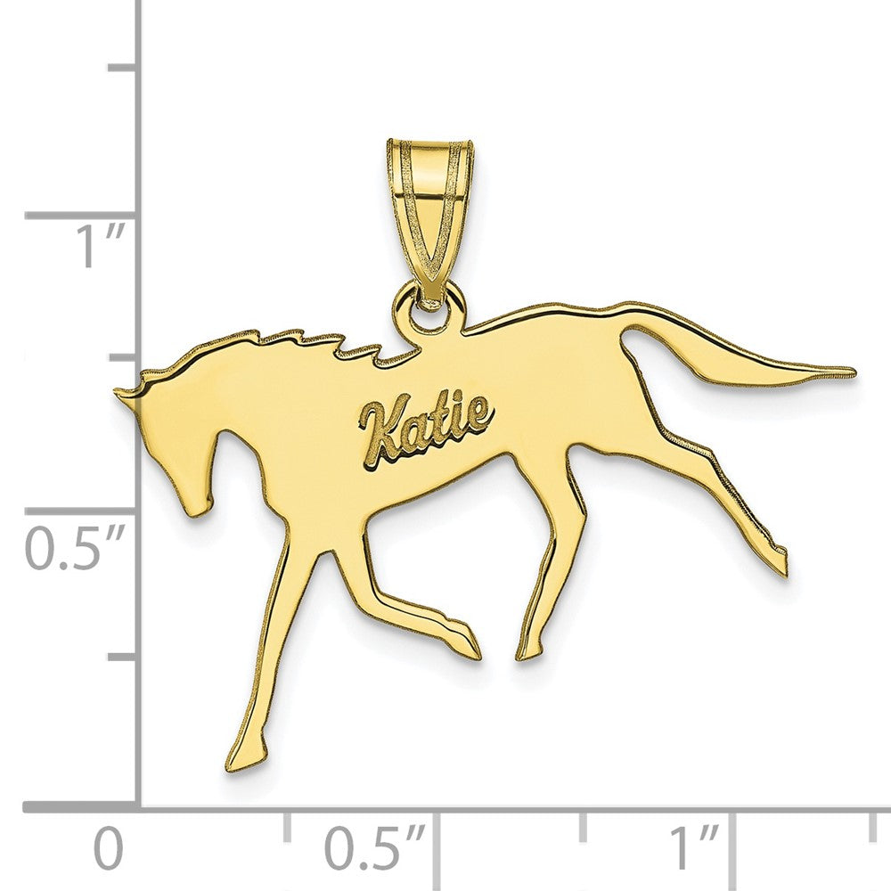 10k Yellow Gold Horse with Name Pendant