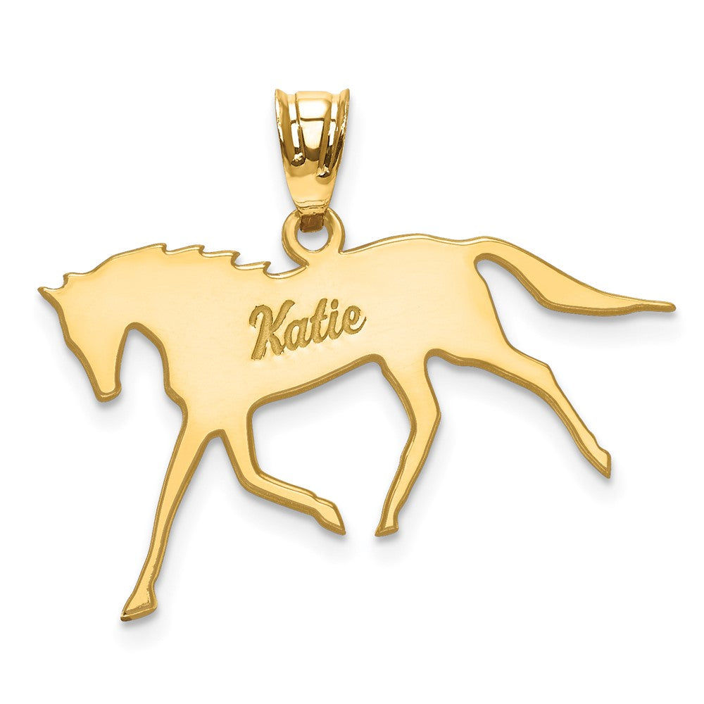 10k Yellow Gold Horse with Name Pendant