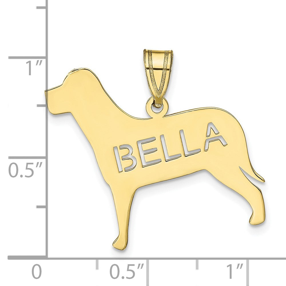 10k Yellow Gold Dog with Cut-out Name Pendant