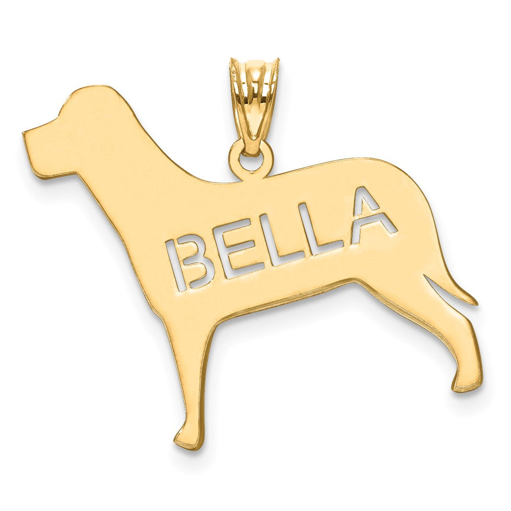 10k Yellow Gold Dog with Cut-out Name Pendant