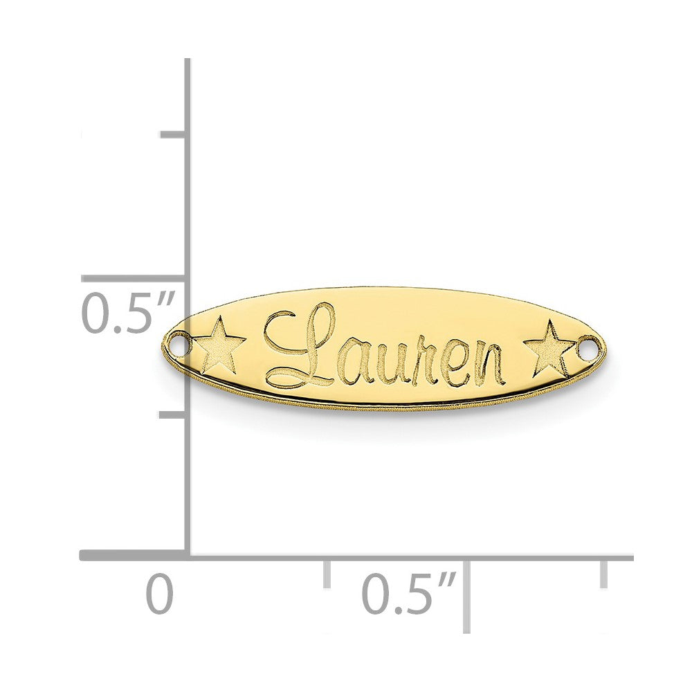 10k Yellow Gold Small Oval with Stars Name Plate