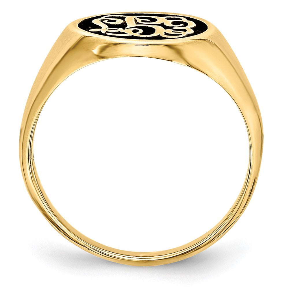 10KY Polished with Enameled Background Monogram Ring