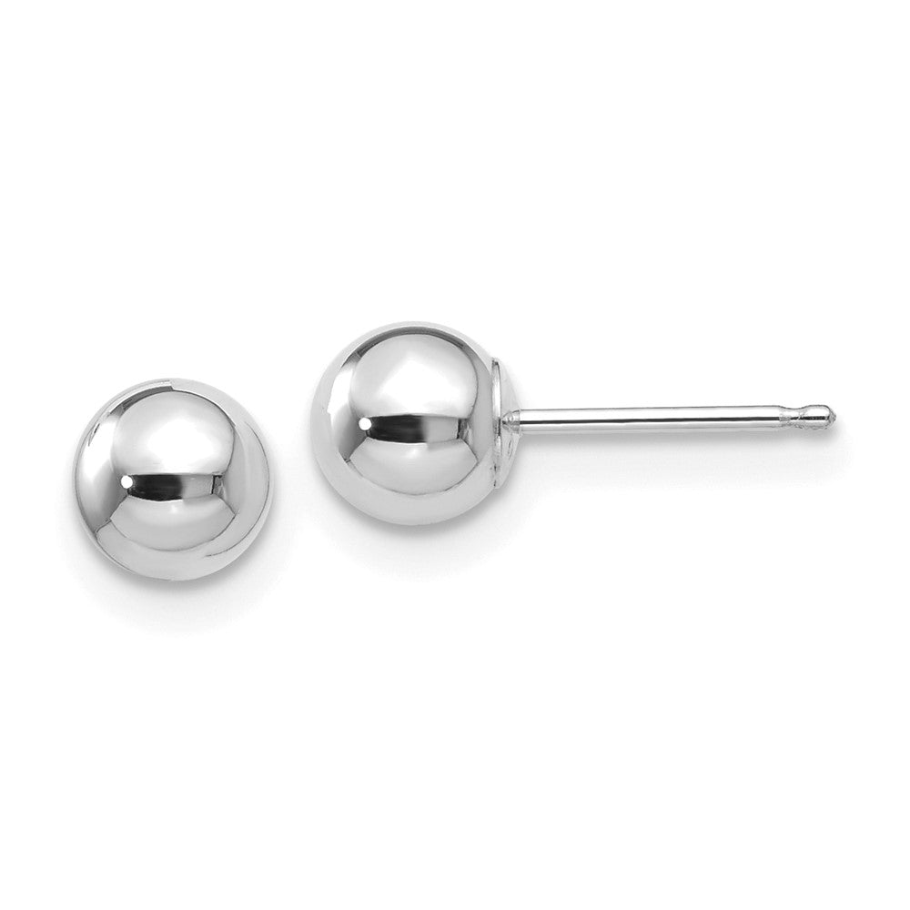 10k White Gold Polished Ball Post Earrings