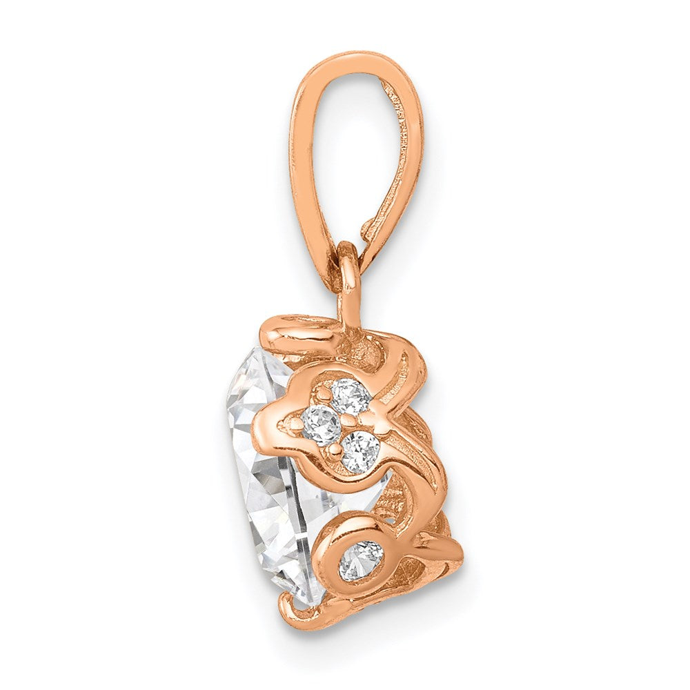 10K Tiara Collection Rose Gold Polished CZ Pendant