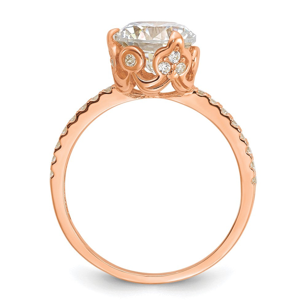 10K Tiara Collection Rose Gold Polished CZ Ring