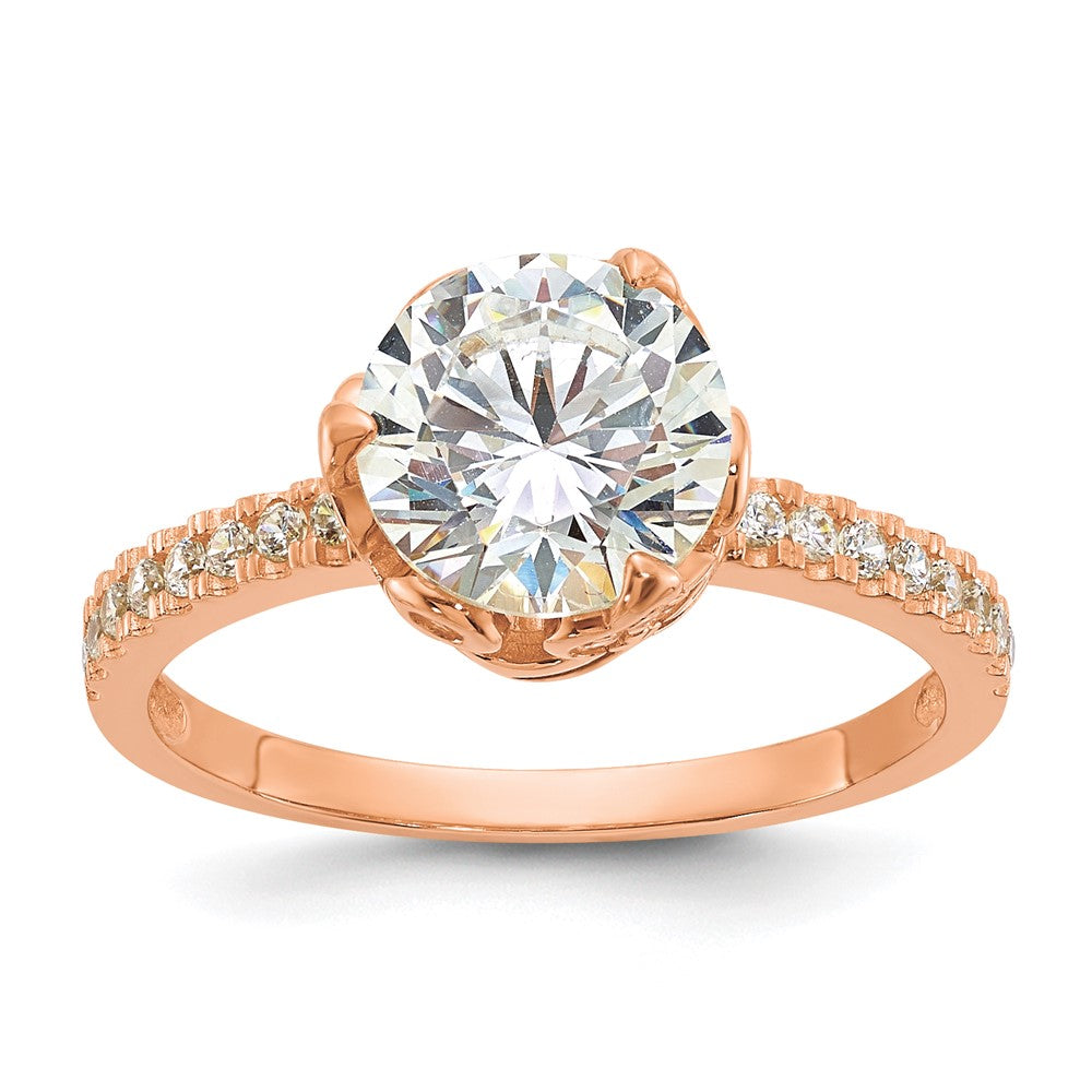 10K Tiara Collection Rose Gold Polished CZ Ring