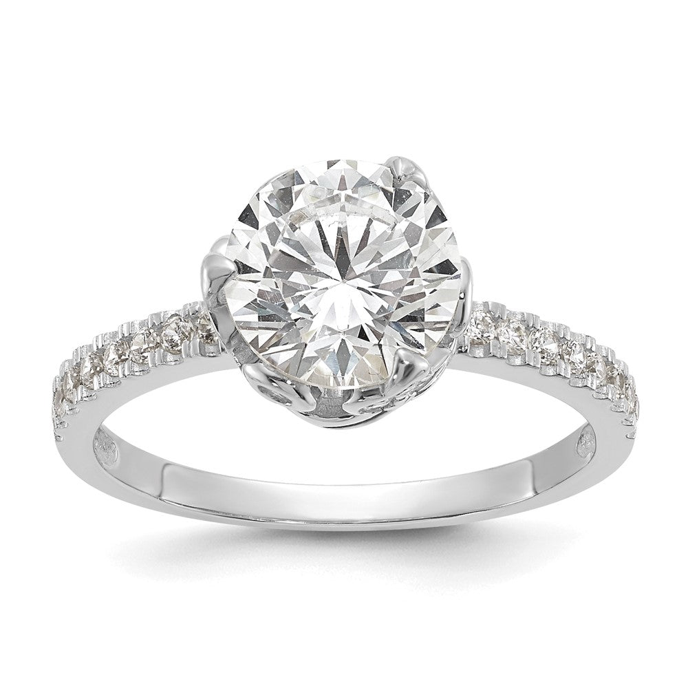 10K Tiara Collection White Gold Polished CZ Ring