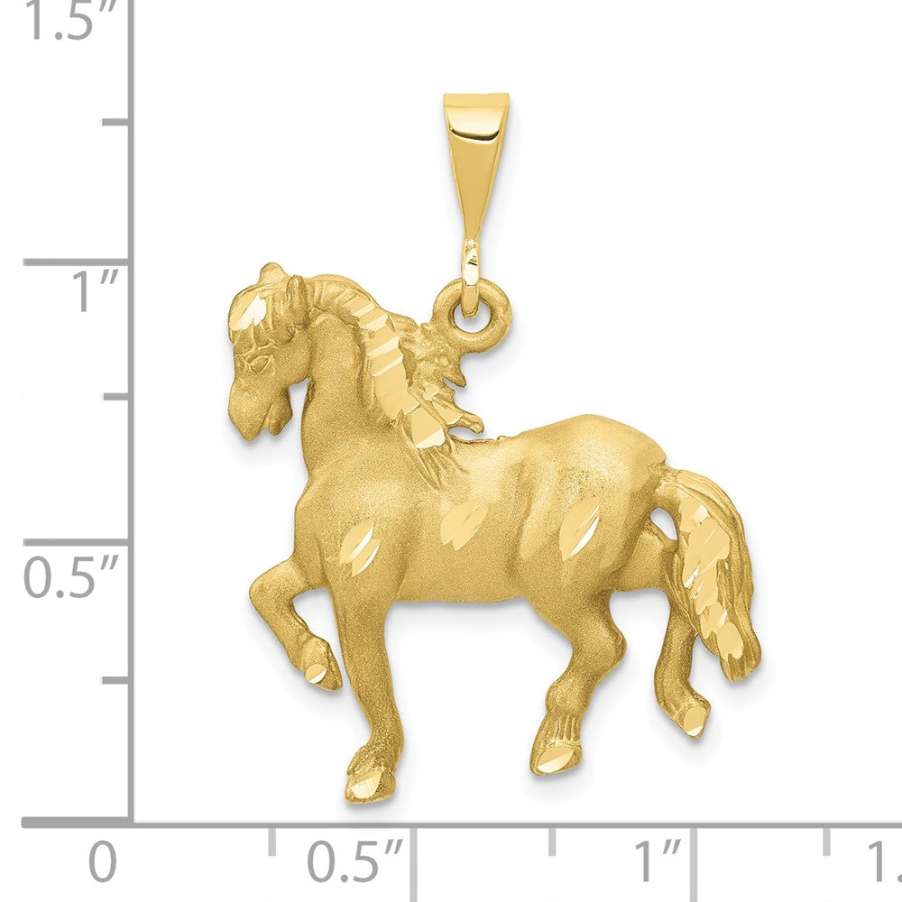 10k Satin Diamond-cut Horse Pendant