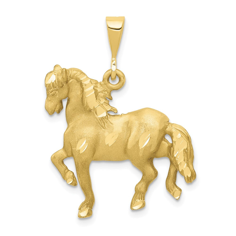 10k Satin Diamond-cut Horse Pendant