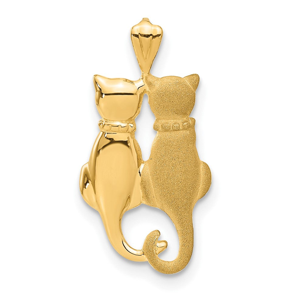 10k Satin and Polished Cats Pendant