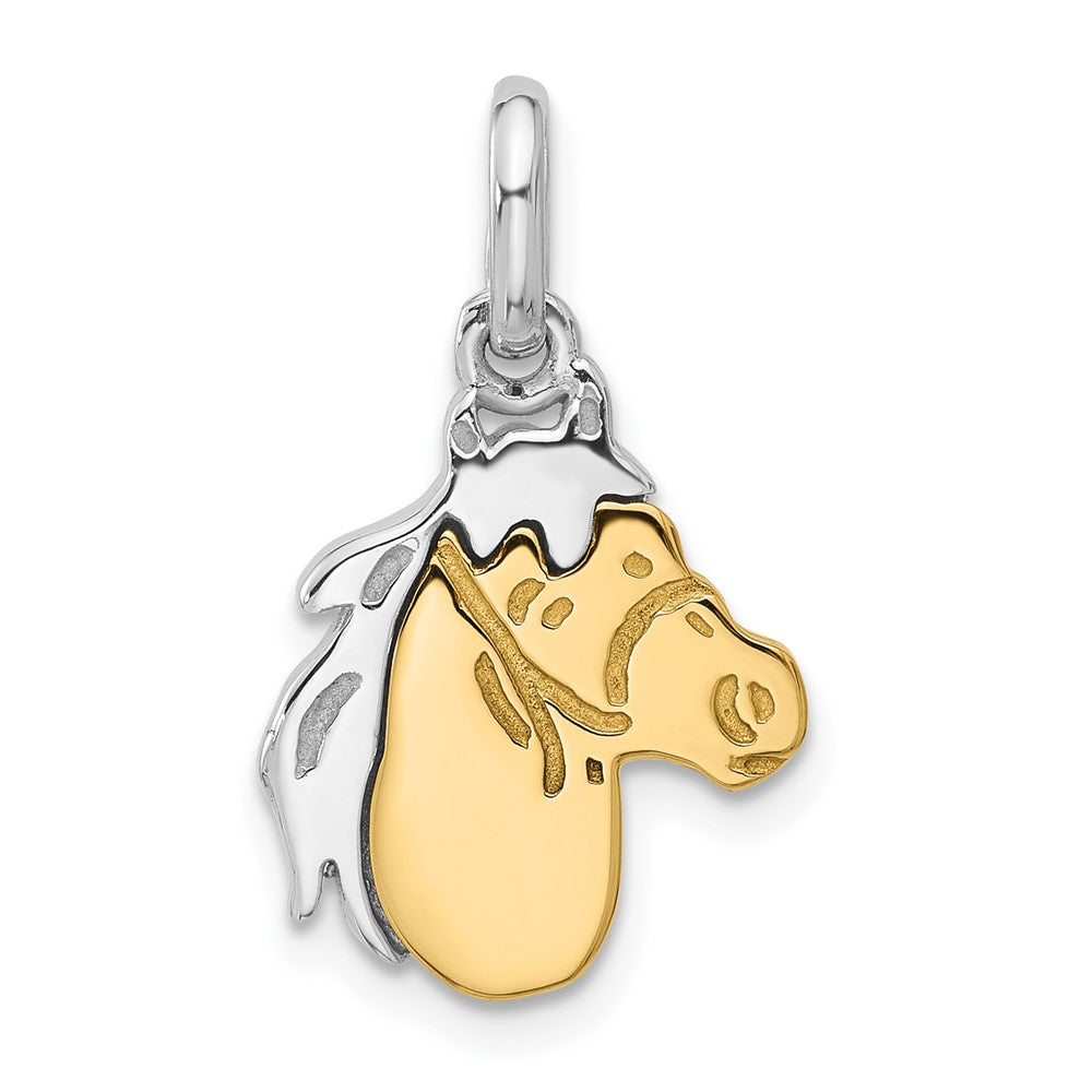 Herco 14K Two-tone Polished and Grooved Horse Head Pendant