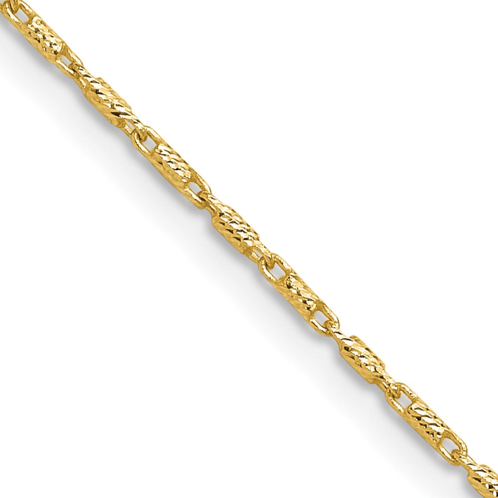 14K Polished and Diamond Cut Fancy Link Chain