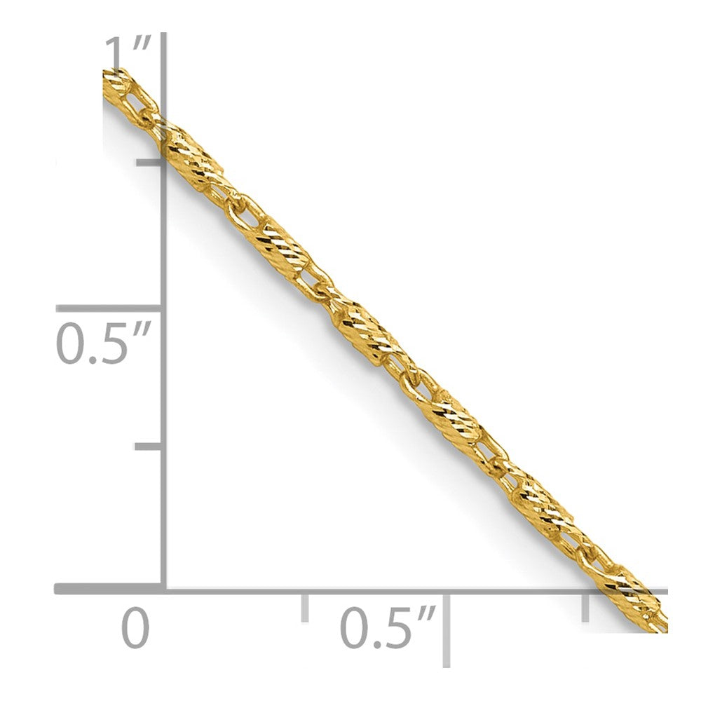 14K Polished and Diamond Cut Fancy Link Chain