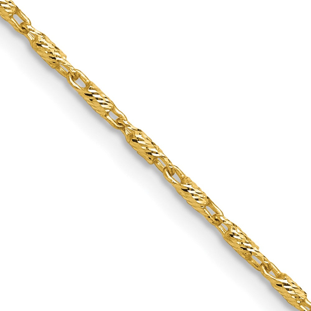 14K Polished and Diamond Cut Fancy Link Chain