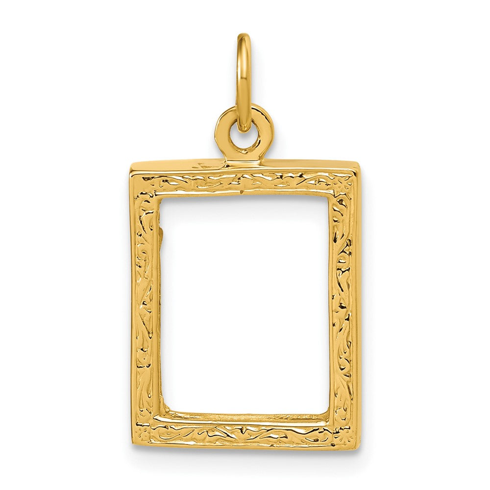 14k Fancy Border 17x Picture Frame Pendant