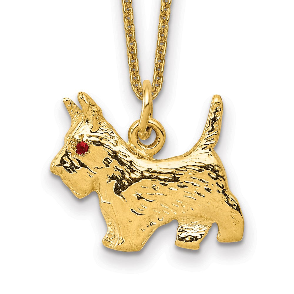 14k Ruby Eye Scottie Dog Necklace