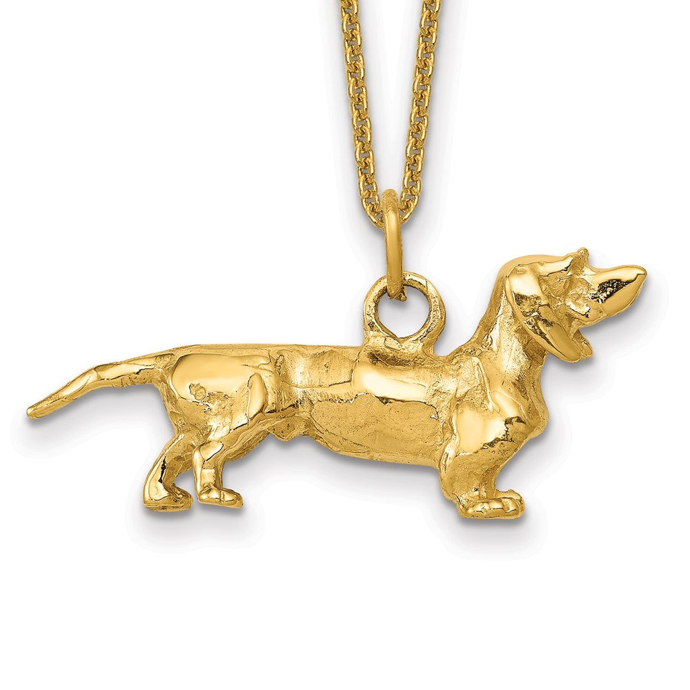 14k 3D Dachshund Dog Necklace