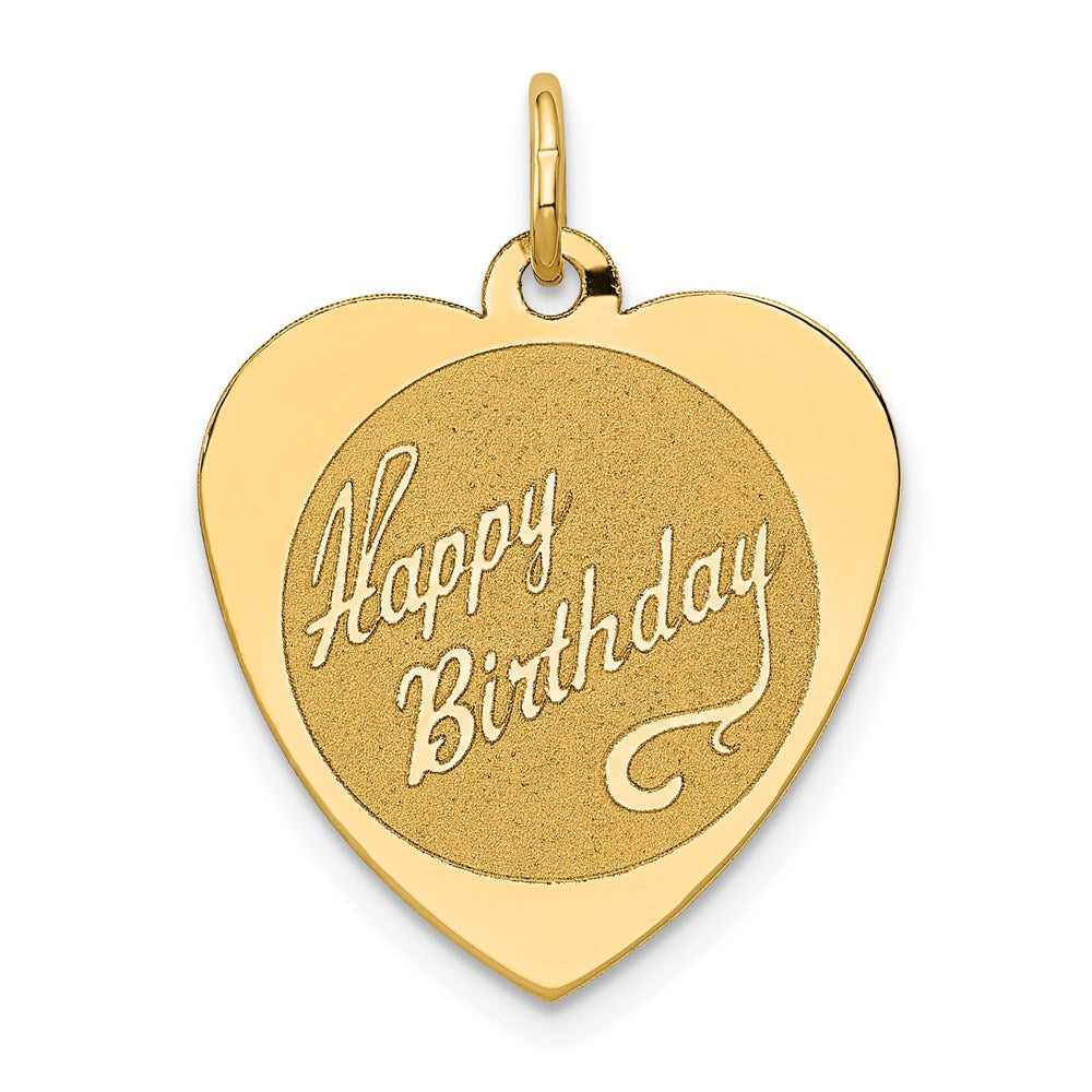 14k HAPPY BIRTHDAY Engravable Heart Disc Charm