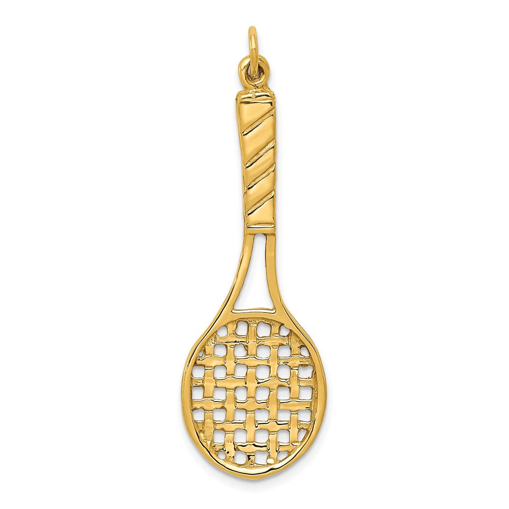 14K 3D Tennis Racquet Pendant