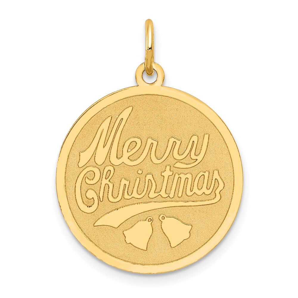 14k MERRY CHRISTMAS Engravable Disc Charm