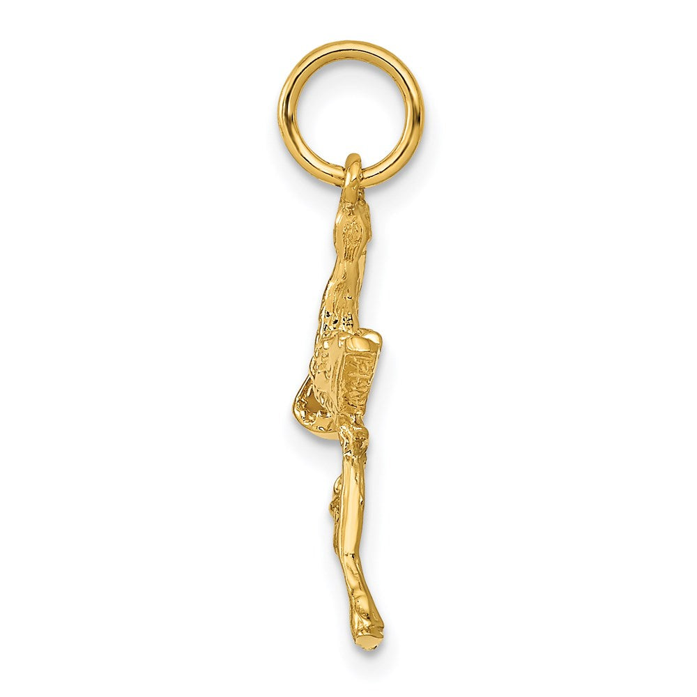 14k Solid 3-D Stork Charm