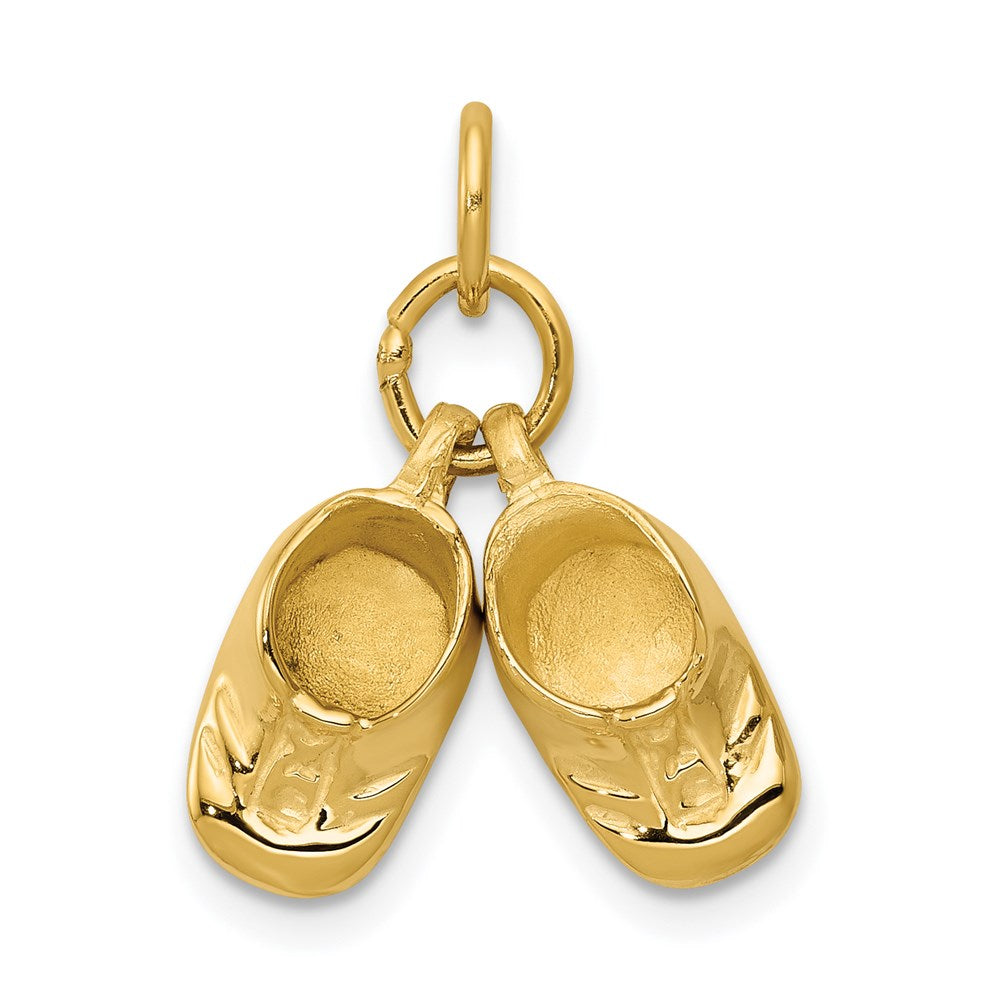 14k 3-D Moveable Polished Baby Shoes Charm