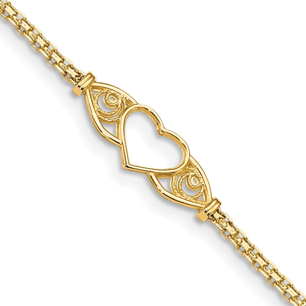 14k Polished Heart Anklet