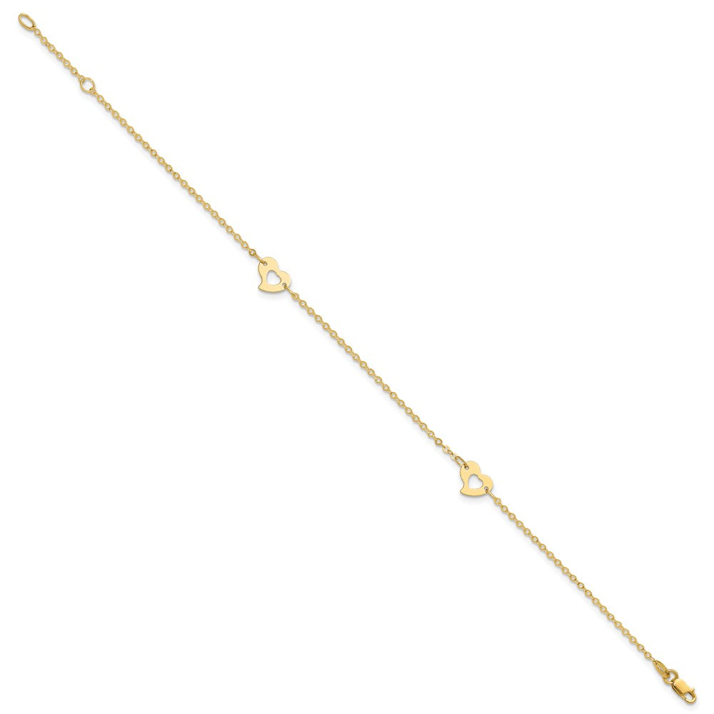 14k Polished Cut-out Heart Plus Extender - Total Anklet