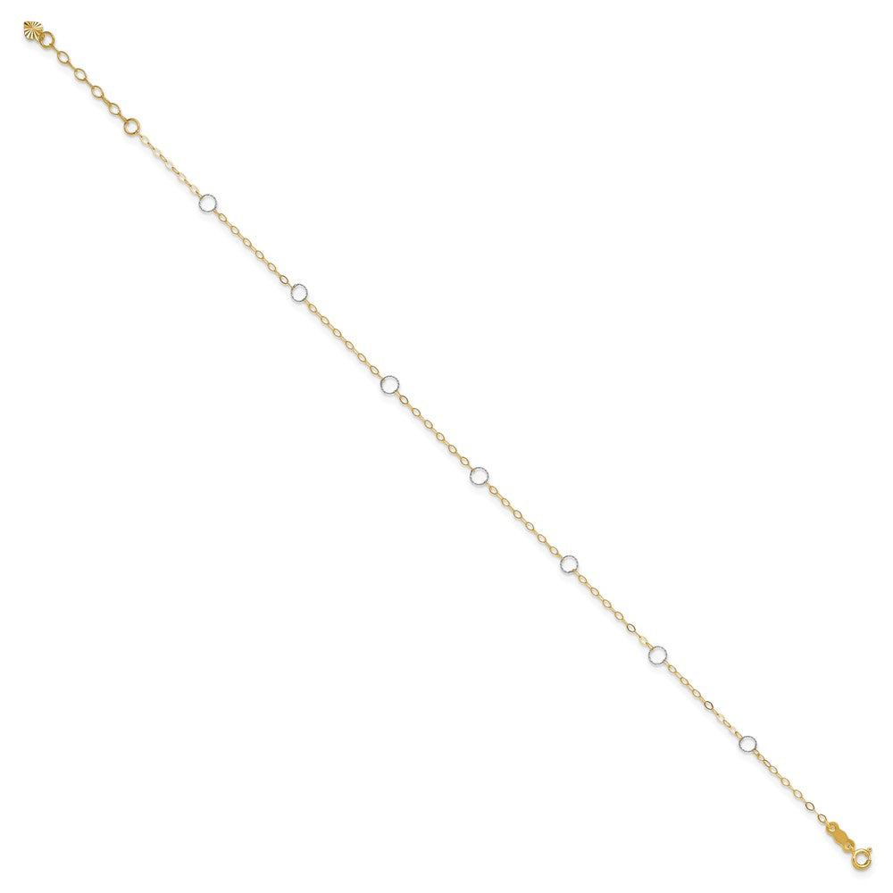 14k Two-tone Circles 7-Station Plus Extender - Total Anklet