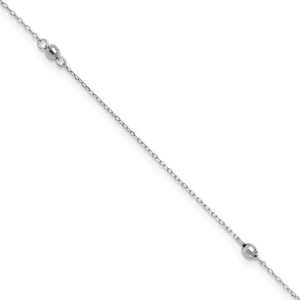 14K White Gold Mirror Beaded Plus ext. Anklet