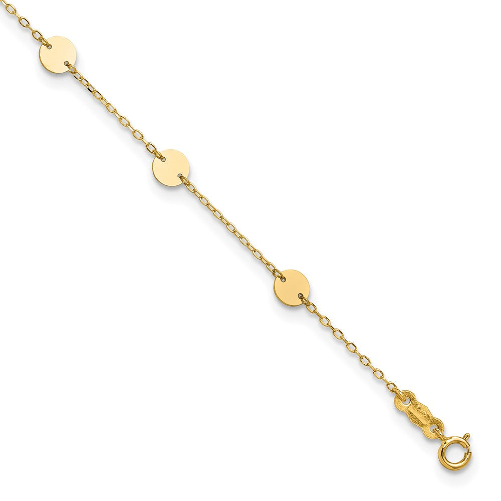 14K Polished Disc Plus ext. Anklet