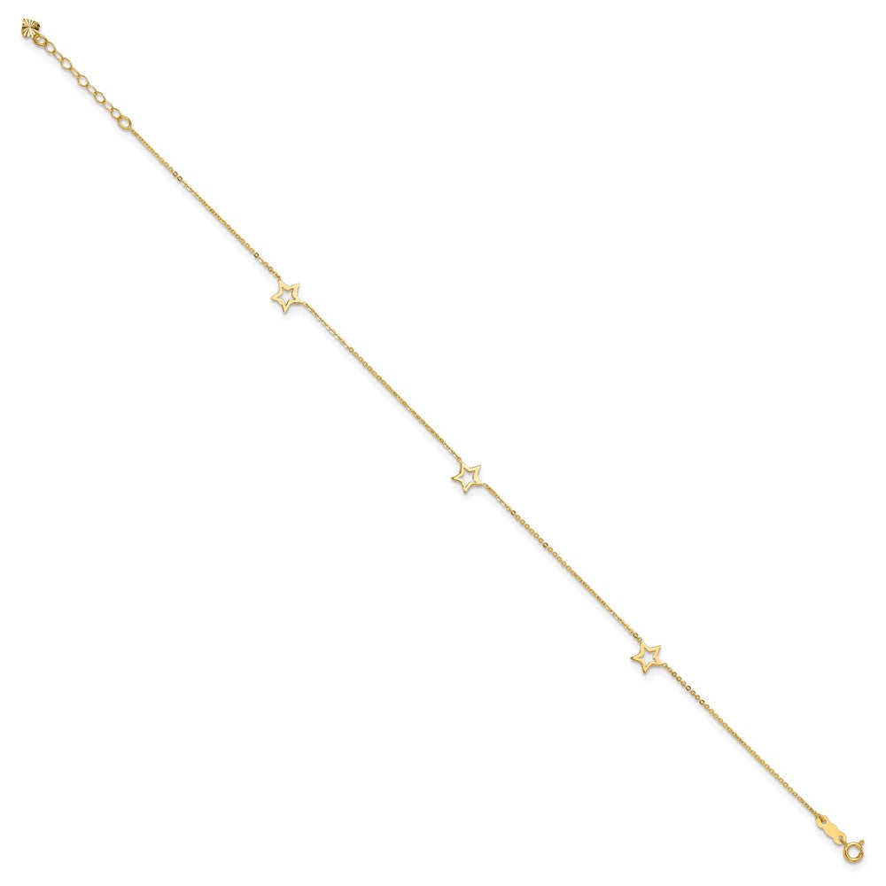 14K Adjustable Star Plus extension Anklet