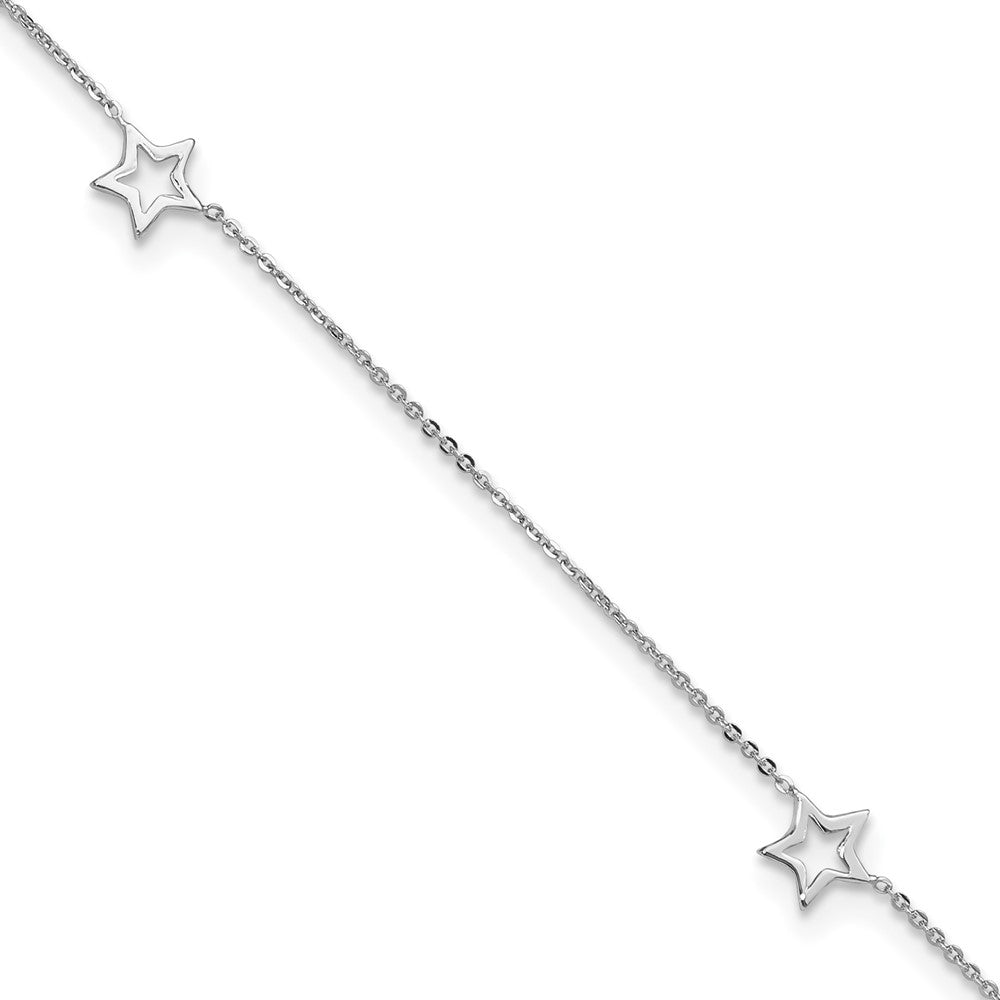 14K White Gold Adjustable Star Plus ext. Anklet