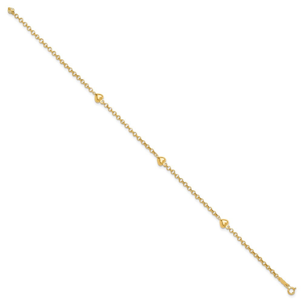 14k Puff Heart Anklet