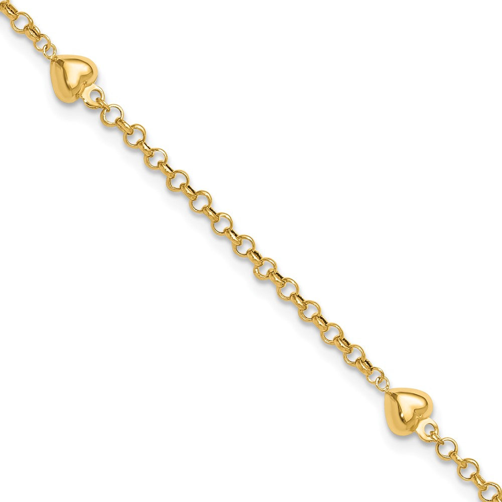 14k Puff Heart Anklet