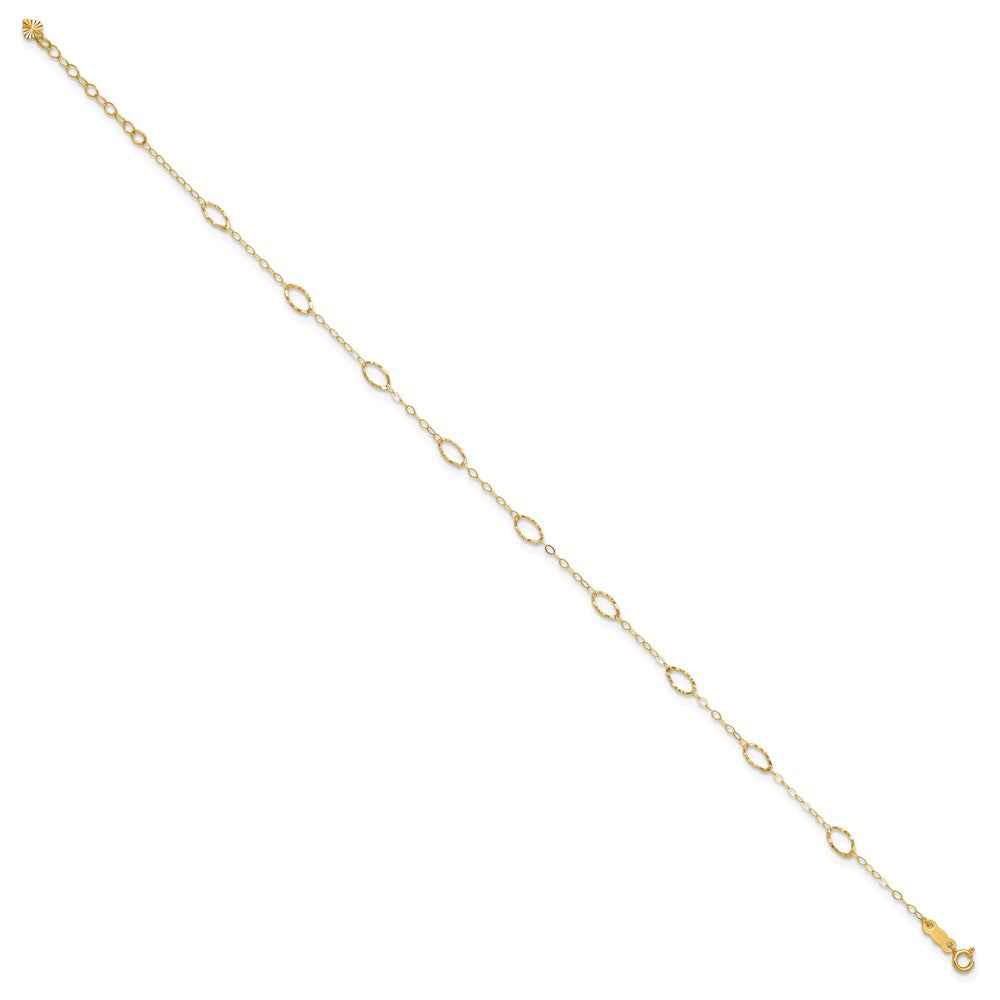 14k Textured Oval Shapes Plus Extender - Total Anklet