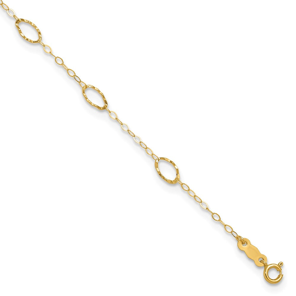 14k Oval Shapes Plus ext Anklet