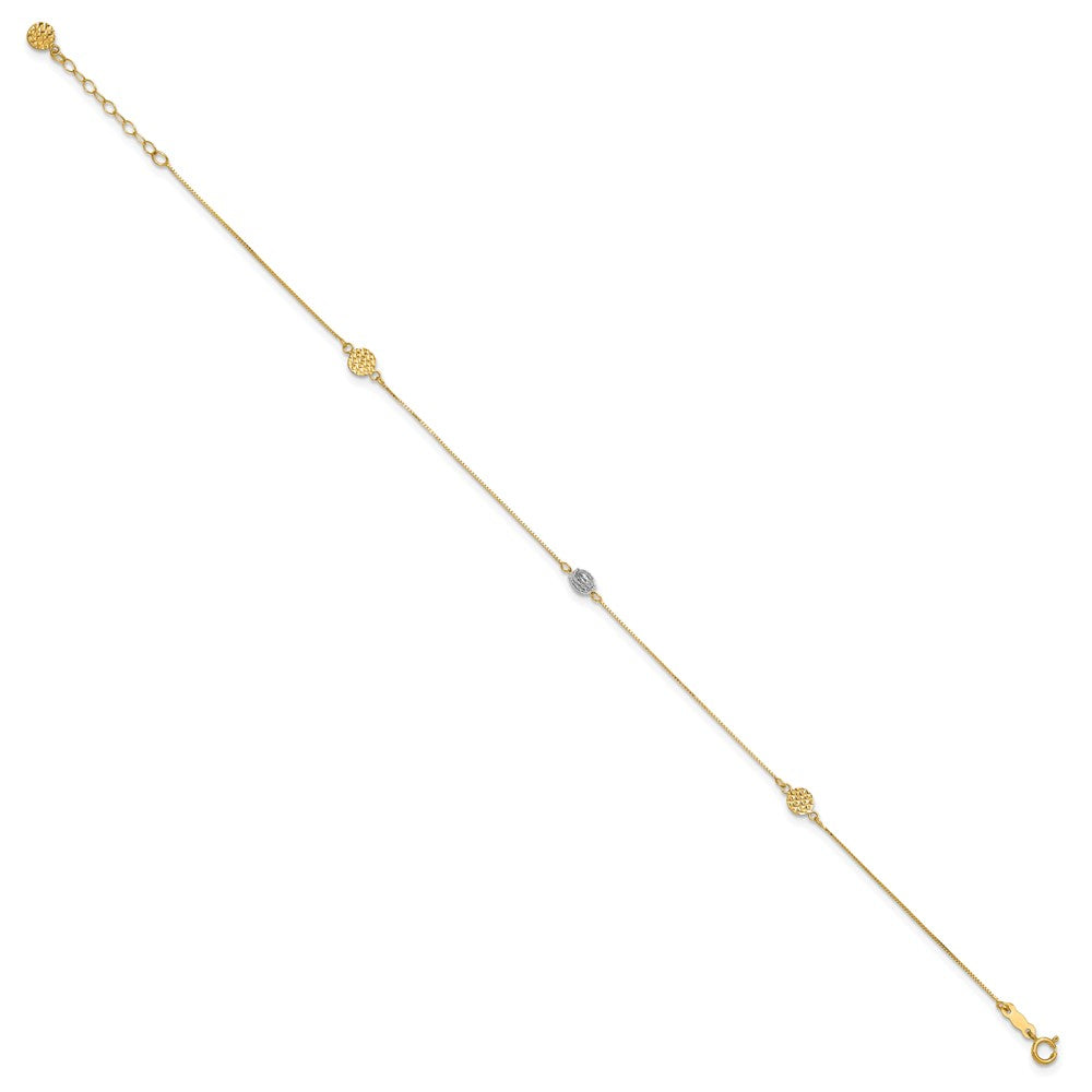 14k Two-tone D/C Plus extender Anklet