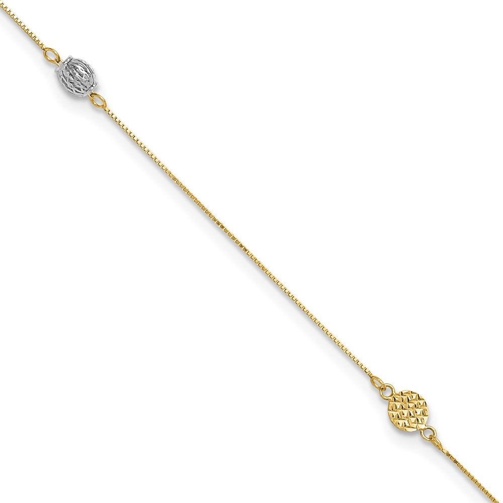 14k Two-tone D/C Plus extender Anklet