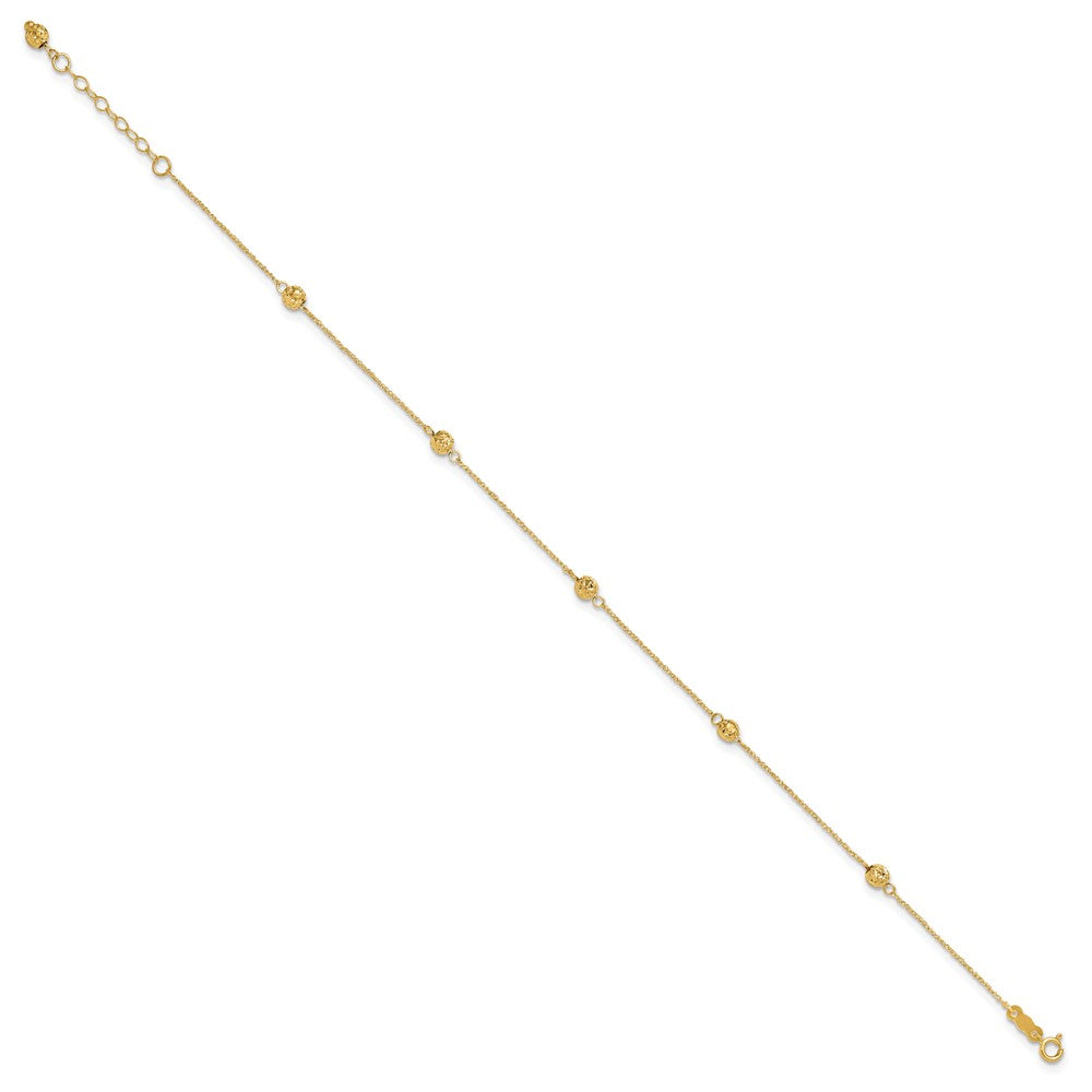 14k Diamond-cut Beads 5-Station Plus Bead Dangle Extender - Total Anklet