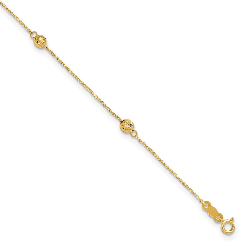 14k Diamond-cut Bead w/ ext. Anklet